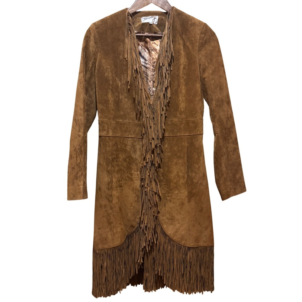Scully Suede Fringe Duster Coat XS Western Cowgirl Rodeo Boho Leather Jacket